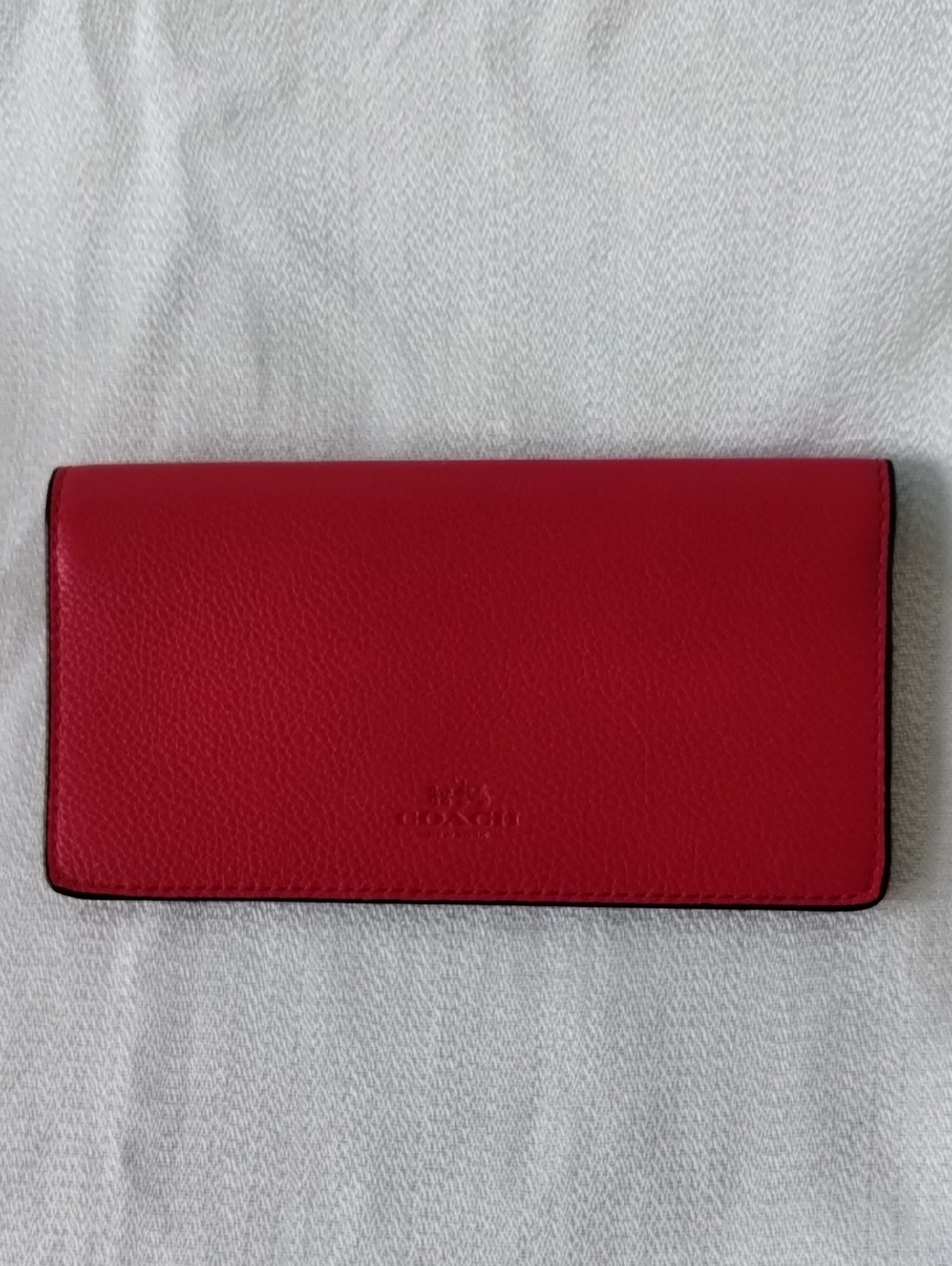 Coach Red Pebbled Leather Checkbook Cover Wallet
